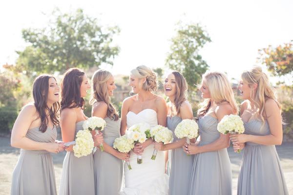 Bridesmaids, bridesmaid dress, grey, strapless
