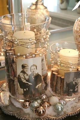 Table Decoration, Table decorations with old pictures.