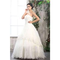 Trendy A-Line Strapless Floor Length Tulle Wedding Dress CWLF13010 - Top Designer Wedding Online-Sho