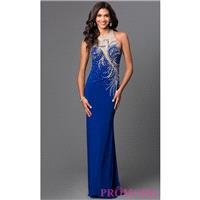 Jewel and Sheer Royal Blue Floor Length Dress by Elizabeth K - Discount Evening Dresses |Shop Design