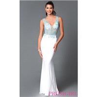 Long White Sheer Illusion Bodice Prom Dress by Temptation - Discount Evening Dresses |Shop Designers