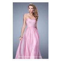 Pink Mist Ruched Chiffon Gown by La Femme - Color Your Classy Wardrobe