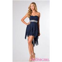 High Low Navy Glitter Strapless Dress by Sequin Hearts - Discount Evening Dresses |Shop Designers Pr