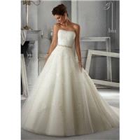 Blu by Mori Lee 5263 Strapless Lace Tulle Wedding Dress - Crazy Sale Bridal Dresses|Special Wedding