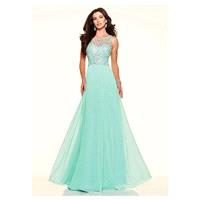 Alluring Chiffon & Tulle Scoop Neckline A-line Prom Dresses With Beadings - overpinks.com