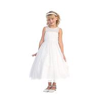 White Illusion Neckline Mesh Dress w/ Pearl Embellishments Style: D5609 - Charming Wedding Party Dre
