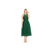 Dark_green Azazie Eva - Tea Length Tulle And Lace Scoop Back Zip Dress - Charming Bridesmaids Store