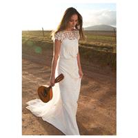 Elegant Satin Chiffon & Lace A-Line Wedding Dress - overpinks.com