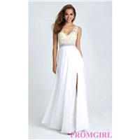 V-Neck Madison James Dress with Embroidered Top - Discount Evening Dresses |Shop Designers Prom Dres