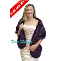 Bridal fur stole Purple, Faux Stole, Bridal fur shrug boleros wraps, Bridal Fur cape 900F-PURPLE - H