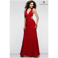 Faviana 7345 Halter Chiffon Evening Dress - Brand Prom Dresses|Beaded Evening Dresses|Charming Party