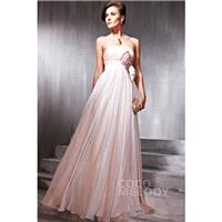 Fashion Sheath-Column Strapless Floor Length Chiffon Veiled Rose Side Zipper Evening Dress with Bowk