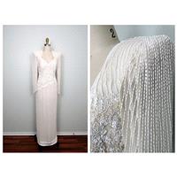 Heavy Pearl Beaded Sequin Gown // Fully Embellished Silk Wedding Dress // Ivory Cream White Sequined