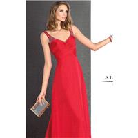 Watermelon Ruched V-Neck Gown by Alyce BDazzle - Color Your Classy Wardrobe