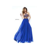 Sherri Hill 11206 Light Blue/Multi Dress - A Line, Ball Gown Prom Sherri Hill Bateau Long Dress - 20