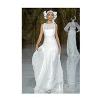 Pronovias - Spring 2014 - Yanimar Sleeveless Silk A-Line Wedding Dress with Sheer Neckline and Beadi