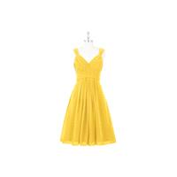 Marigold Azazie Clara - Back Zip V Neck Chiffon Knee Length Dress - Charming Bridesmaids Store
