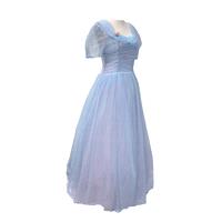 1950s Vintage Dress Blue Lilac Evening Gala Bridesmaid Wedding Ball Gown Medium - Hand-made Beautifu