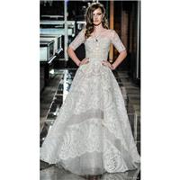 Reem Acra Spring/Summer 2018 13Majestic 1/2 Sleeves Sweetheart Sweet Ball Gown Court Train Ivory Lac