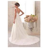 Fabulous Chiffon & Tulle V-neck Natural Waistline A-line Wedding Dress - overpinks.com