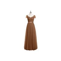 Brown Azazie Maureen - Sweetheart Tulle And Charmeuse Back Zip Floor Length Dress - Charming Bridesm