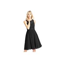 Black Azazie Victoria - Chiffon And Lace Scoop Illusion Knee Length Dress - Charming Bridesmaids Sto