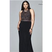 Black/Bronze Beaded Jersey Gown by Faviana - Color Your Classy Wardrobe