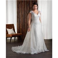 Bonny Bridal 2017 1714 Lace Up Cap Sleeves Ivory Tulle Aline Embroidery V-Neck Plus Size Chapel Trai