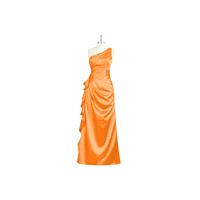 Tangerine Azazie Kamila - Side Zip Floor Length Charmeuse One Shoulder Dress - Cheap Gorgeous Brides