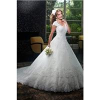 Style 6401 by Mary%27s Bridal - Chapel Length V-neck LaceTulle Ballgown Floor length Cap sleeve Dres