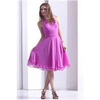 Hot Selling A-Line Halter Knee Length Chiffon Violet Party Dress COZK13019 - Top Designer Wedding On