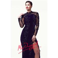 Beaded Long Sleeve Gownby Mac Duggal Black White Red 61788R - Bonny Evening Dresses Online
