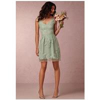 BHLDN (Bridesmaids) Celestina_Green - A-Line Green Lace Short Natural - Formal Bridesmaid Dresses 20