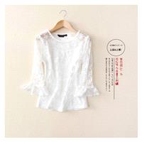 Sweet Embroidery Slimming Flare Sleeves Princess Fine Lady Summer Lace Top Lace Top - Lafannie Fashi