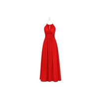 Red Azazie Bonnie - Back Zip Halter Chiffon Floor Length Dress - Charming Bridesmaids Store