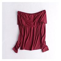 Slimming Bateau Off-the-Shoulder One Color Fall Flexible Essential T-shirt Top - beenono.com