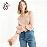 Vogue Flare Sleeves Bateau Frilled Sweater - Bonny YZOZO Boutique Store