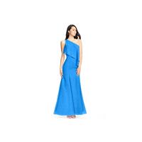 Ocean_blue Azazie Nadia - Floor Length Side Zip One Shoulder Chiffon Dress - Charming Bridesmaids St