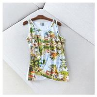 Must-have Oversized Printed Scoop Neck Summer Sleeveless Top T-shirt - Lafannie Fashion Shop