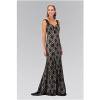 Elizabeth K - Long Contrast Lace Sheath Gown GL1396 - Designer Party Dress & Formal Gown