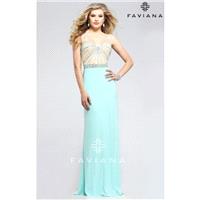Navy/Nude Faviana 7782 - High Slit Jersey Knit Dress - Customize Your Prom Dress