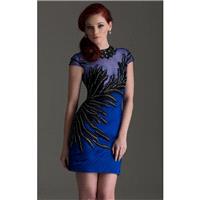 Sapphire/Black Hish Scooped Neckline Cocktail Dress by Clarisse - Color Your Classy Wardrobe