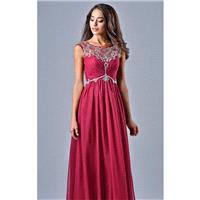 Wine Beaded Open Back Gown by Nina Canacci - Color Your Classy Wardrobe