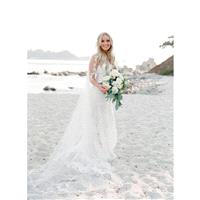 Elegant White Aline Sweep Train Strapless Sleeveless Appliques Lace Spring Zipper Up Outdoor Wedding