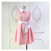 School Style Sleeveless Zipper Up Summer Dress Blouse Tie - Discount Fashion in beenono