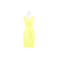 Daffodil Azazie Jordyn - Knee Length V Neck Chiffon V Back Dress - Simple Bridesmaid Dresses & Easy