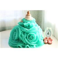 Green Ruffle Baby Pageant Dress, Newborn Tutu, Toddler Dress for Wedding, Toddler Birthday Dress, PD
