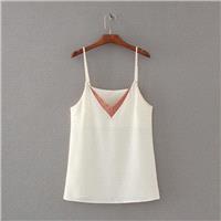 Oversized Sweet Solid Color Slimming V-neck Sleeveless Summer Sleeveless Top Strappy Top T-shirt - L