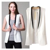 Contrast Color Slimming V-neck Sleeveless Cotton Sleeveless Top Vest Suit - Lafannie Fashion Shop