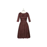 Chocolate Azazie Antonia - Illusion Scoop Knee Length Charmeuse And Lace Dress - Charming Bridesmaid